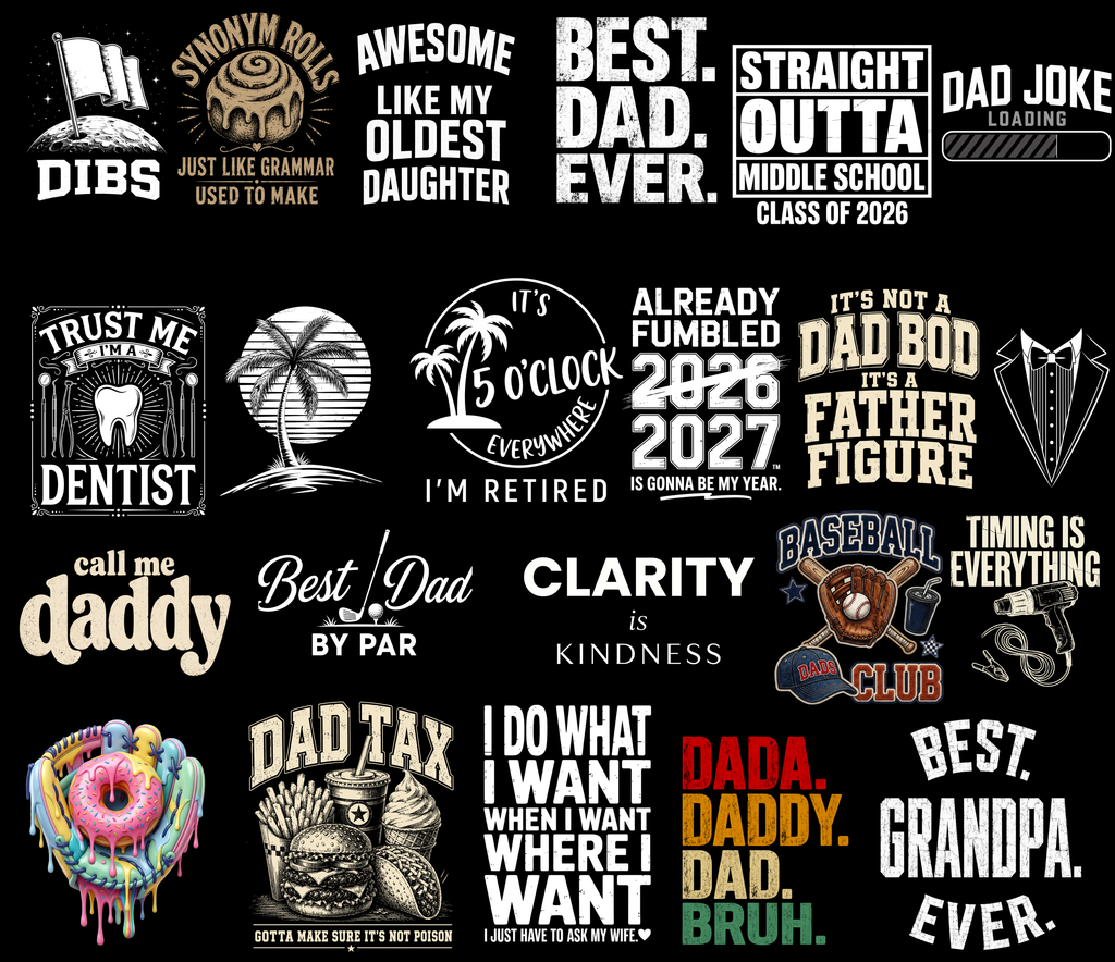 110 Premium PNG Design Bundle for Men's T-Shirt Creators