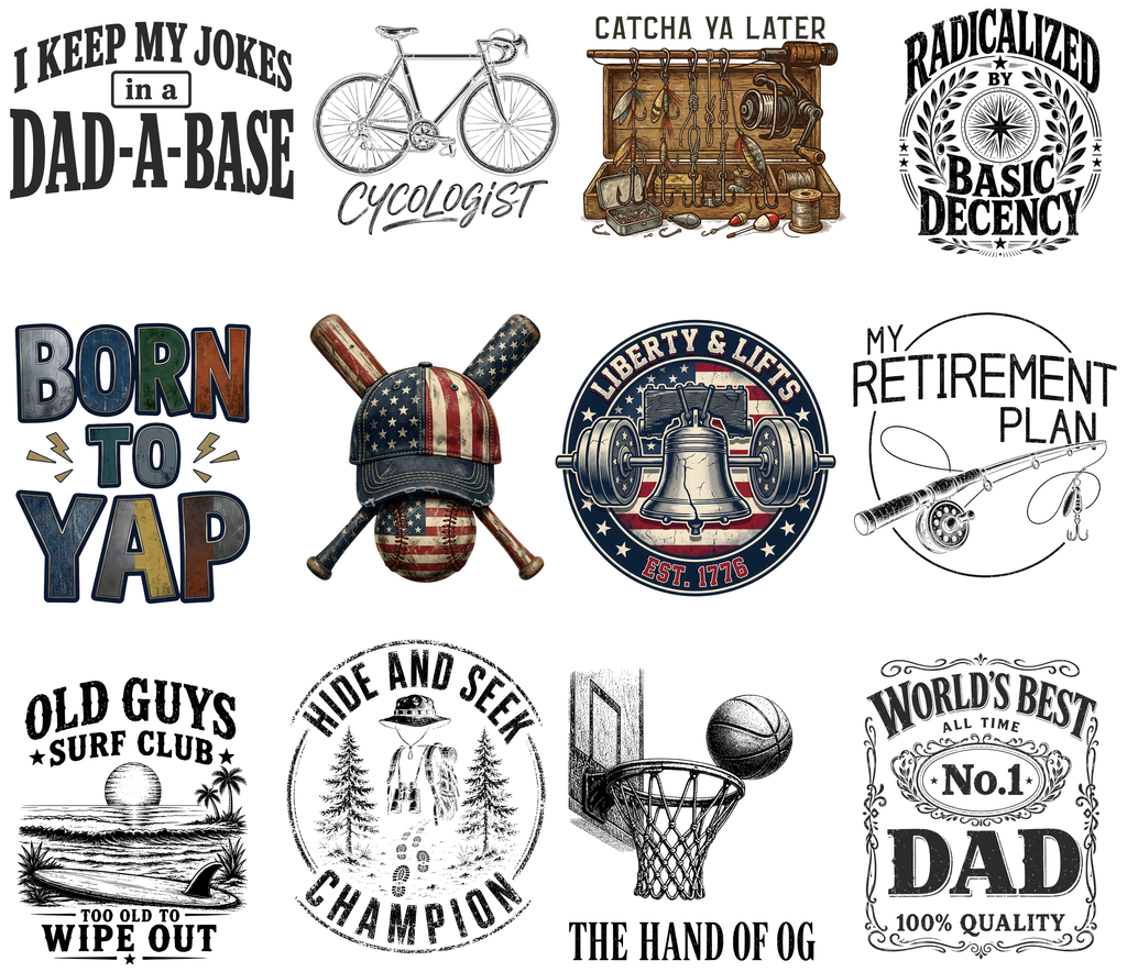 110 Premium PNG Design Bundle for Men's T-Shirt Creators