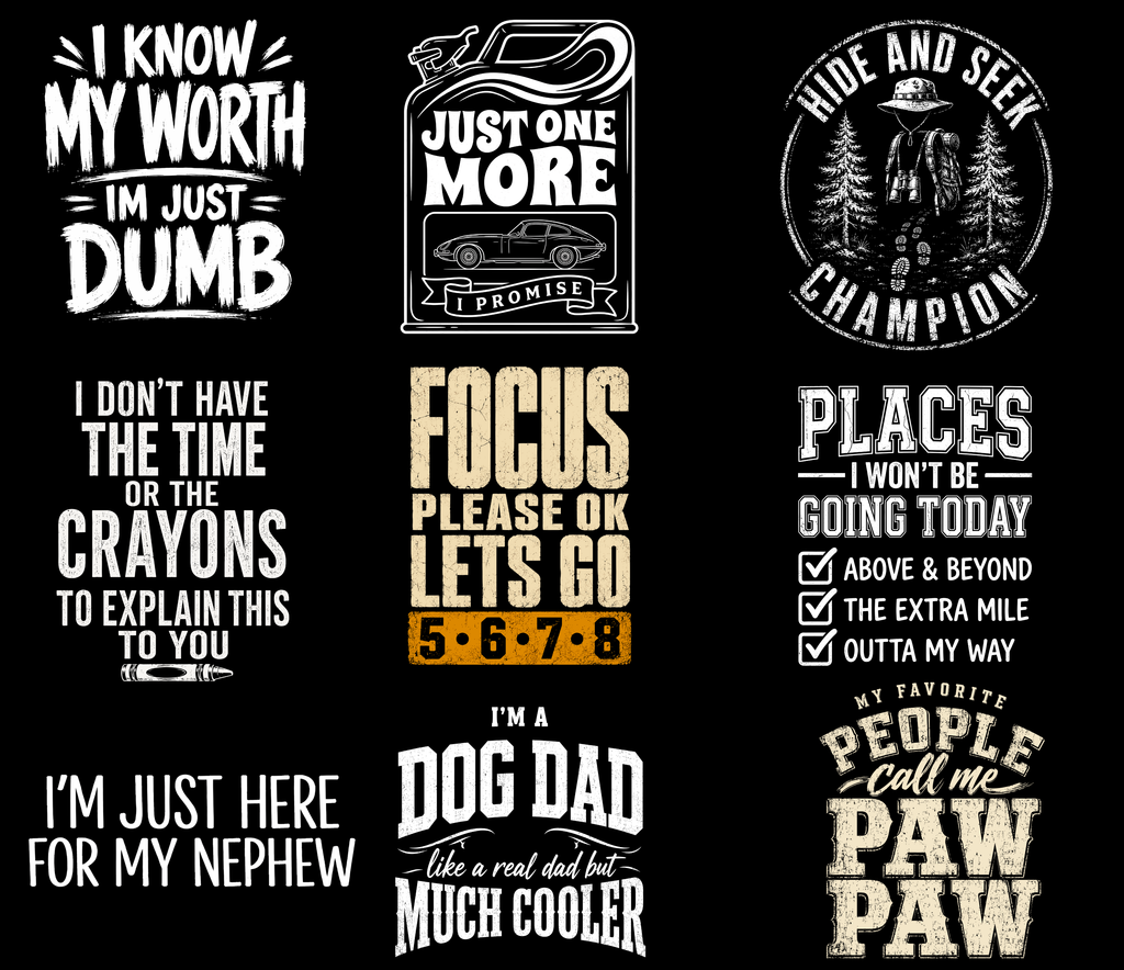 110 Premium PNG Design Bundle for Men's T-Shirt Creators