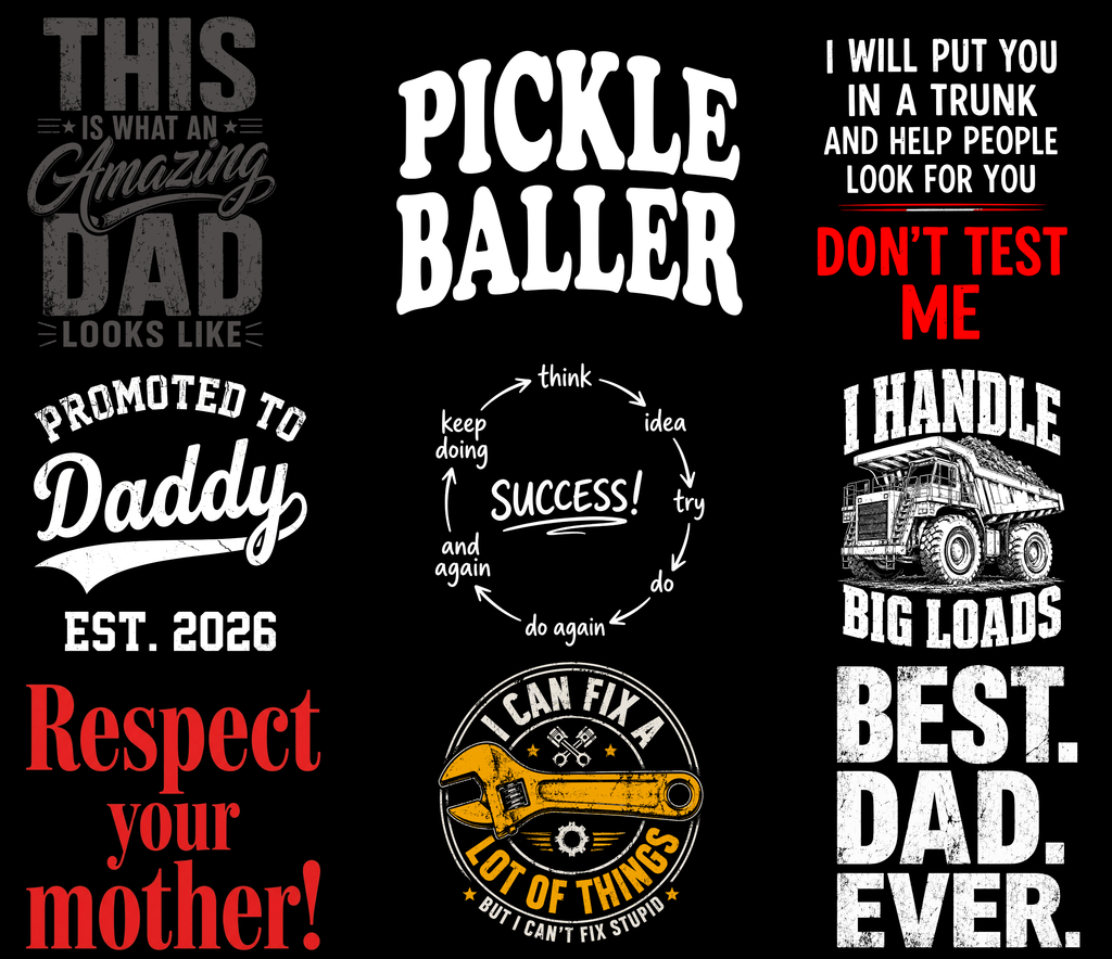 110 Premium PNG Design Bundle for Men's T-Shirt Creators